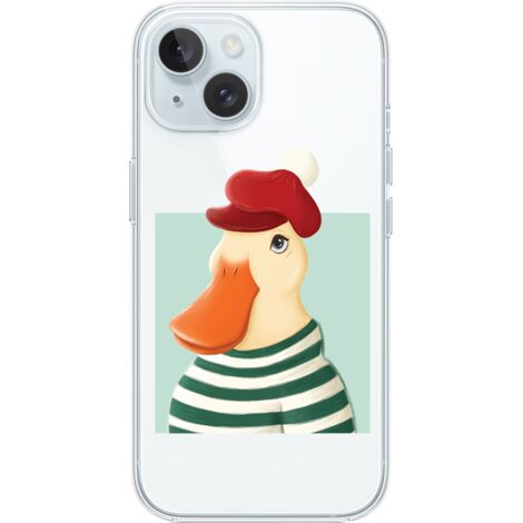 Custodia per iPhone 15, trasparente, silicone Flexi, anatra (1/5)