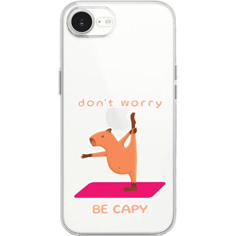 Custodia per iPhone 16e, trasparente, silicone Flexi, capibara (1/5)