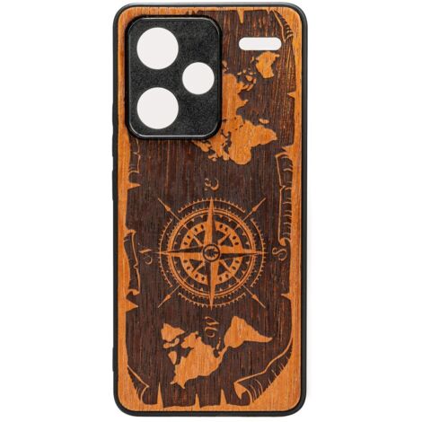 Custodia in legno Bewood per Xiaomi Redmi Note 13 Pro Plus 5G WIND ROSE MERBAU (1/2)