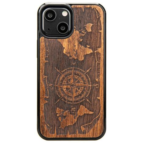 Custodia in legno per iPhone 13 Mini WIND ROSE MERBAU (1/4)