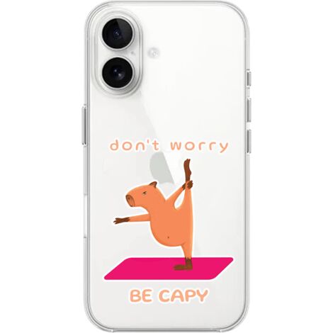 Custodia per iPhone 16, trasparente, silicone Flexi, capibara (1/5)
