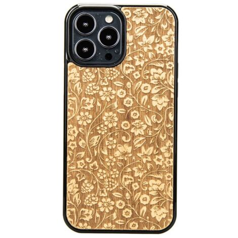 Custodia in legno per iPhone 13 Pro Max FIORI SELVATICI ANIEGRE (1/3)