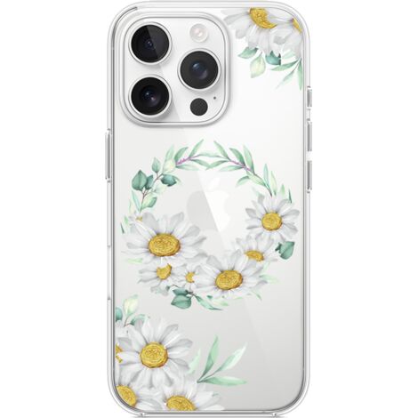 Custodia per iPhone 13 Pro Max, trasparente, flessibile in silicone, ghirlanda di margherite (1/5)