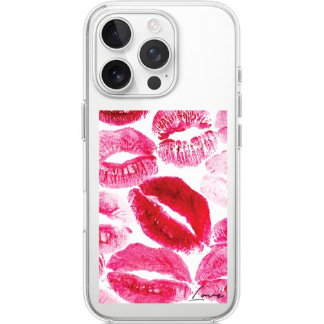 Custodia Flexi in silicone trasparente per iPhone 13 Pro Max, baci con la scritta "love" (1/5)