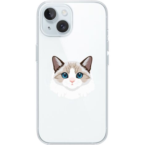 Custodia per iPhone 15 Plus, trasparente, flessibile in silicone, gatto birmano (1/5)