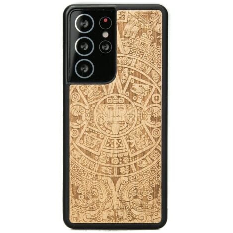 Custodia in legno per Samsung Galaxy S21 Ultra CALENDARIO AZTECO ANIEGRE (1/4)