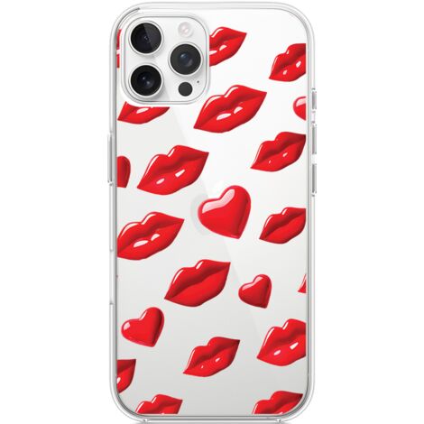 Custodia per iPhone 12 Pro Max, trasparente, flessibile in silicone, labbra rosse (1/5)