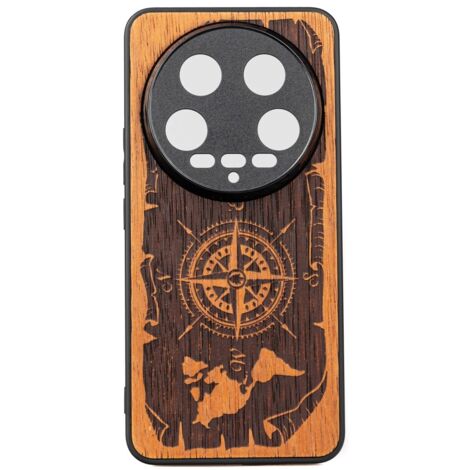 Custodia in legno Bewood per Xiaomi 14 Ultra WIND ROSE MERBAU (1/2)
