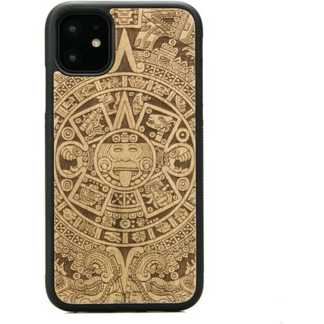 Custodia in legno per iPhone 11 CALENDARIO AZTECO ANIEGRE (1/3)