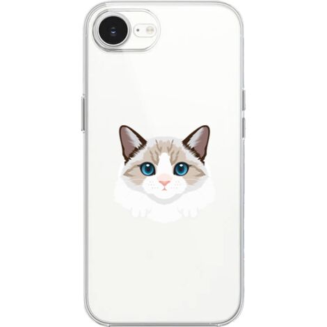 Custodia per iPhone 16e, trasparente, Flexi in silicone, gatto birmano (1/5)