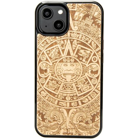 Custodia in legno Bewood per iPhone 14 CALENDARIO AZTECO ANIEGRE (1/5)