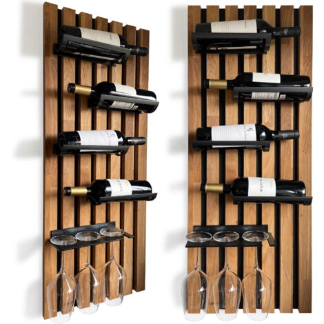 Portabottiglie e portabicchieri in rovere Lamele 98x40cm