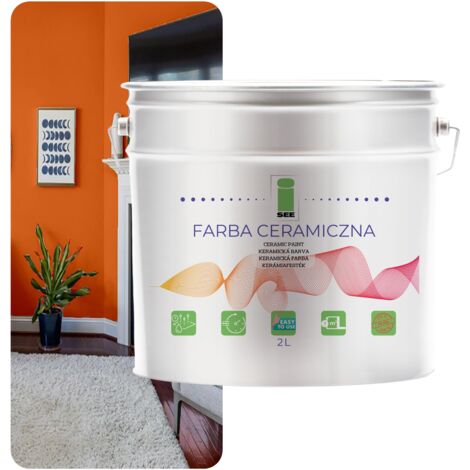 PITTURA MURALE IN CERAMICA, LAVABILE, ARANCIO, 2L, ANTIMACCHIA