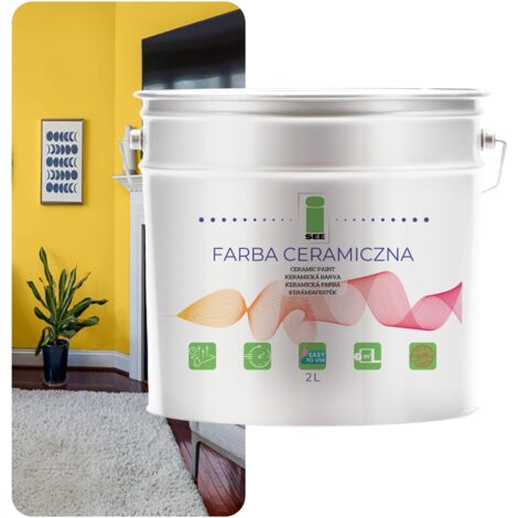 PITTURA MURALE IN CERAMICA, LAVABILE, GIALLA, 2L, ANTIMACCHIA (1/5)