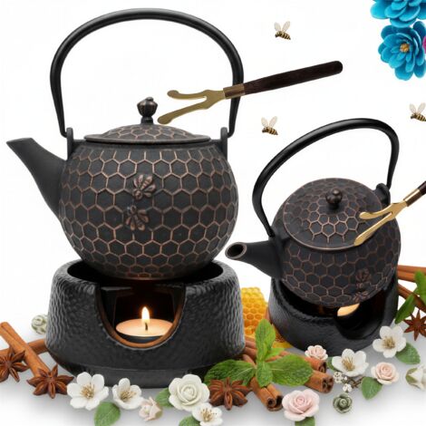 KETTLE BEE IN GHISA 1,8L PER TÈ + SCALDINO + FORCHETTA (1/5)