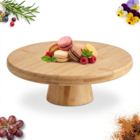 PIATTO PER TORTA, SNACK, FRUTTA, 20 cm, BAMBÙ, LEGNO, SU GAMBA (1/5)