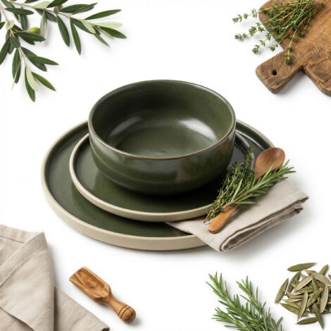 SET DA PRANZO 3 PEZZI PIATTI OLIVE PER 1 PERSONA Ø15-26 cm