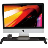 POUT Eyes8 - Supporto per monitor con caricabatterie rapido e ricarica wireless, 3 in 1, nero