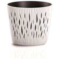 Vaso da fiori rotondo Prosperplast Sandy, bianco, diametro 19 cm, con inserto