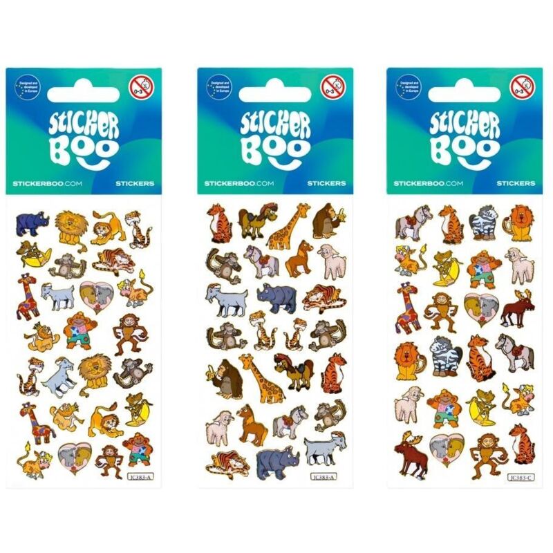 STICKER BOO - Mini pegatinas de animales plateadas - Diseños variados