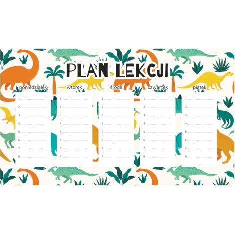 Plan de lección magnético Dinosaurios y vida silvestre 45x26 cm