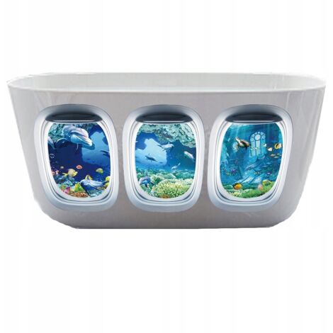 Pegatinas para bañera DECORATIVAS Acuario BAÑO MUNDO SUBMARINO VENTANA 20x30cm 3x