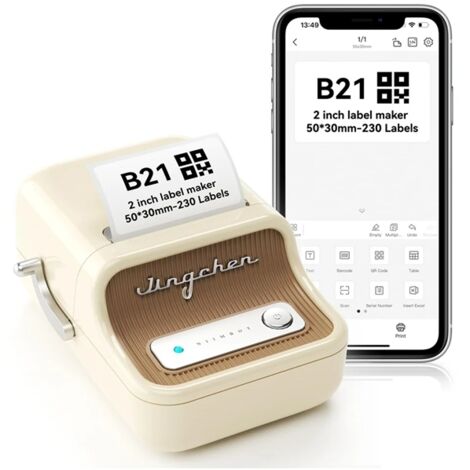 Impresora térmica Bluetooth NIIMBOT B21 con etiquetas adhesivas color beige y dorado (1/5)
