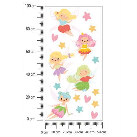 Pegatinas infantiles Hadas de colores 50x100cm (1/2)