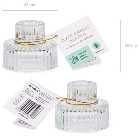 Candelabro de cristal con borde 2en1, 6,5x5,5cm (1 paquete / 4 uds.)
