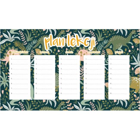 Plan de lección magnético para niños: Dinosaurios verdes (45 x 26 cm)
