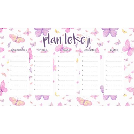 Plan de lección magnético Mariposas rosas y moradas 45 x 26 cm