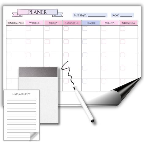 Planificador de nevera Calendario Organizador semanal + Lista de compras Marcador