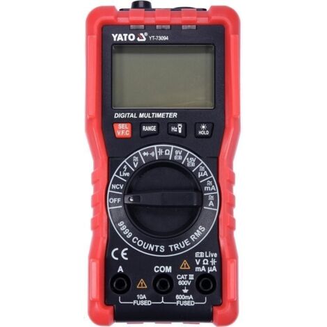 YATO, modelo YT-73094, Multímetro digital, ideal para mediciones eléctricas precisas, herramienta profesional con pantalla LCD, alta calidad y durabilidad. (1/5)
