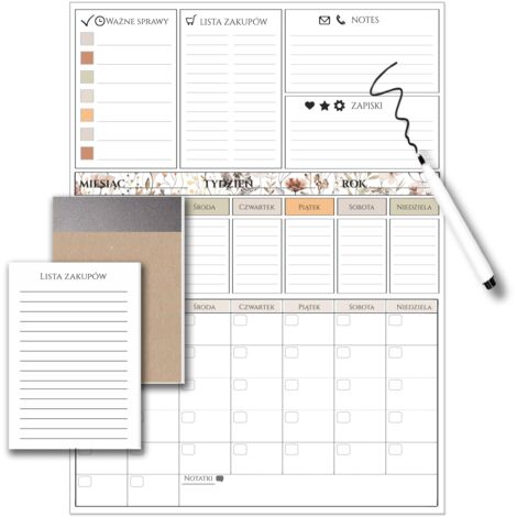 Planificador Calendario Grande Pizarra Magnética para el Refrigerador Marcador + Cuaderno