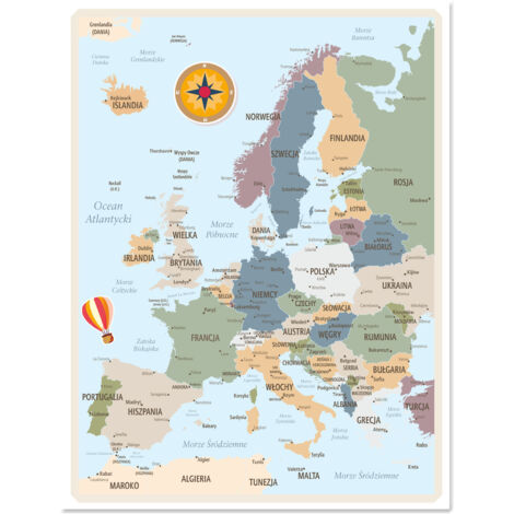 Mapa de Europa en pizarra magnética autoadhesiva grande con imanes y fotos