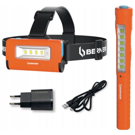 BERNER LED HEADLAMP SET LINTERNA FRONTAL + LINTERNA CARGADOR LÁMPARA