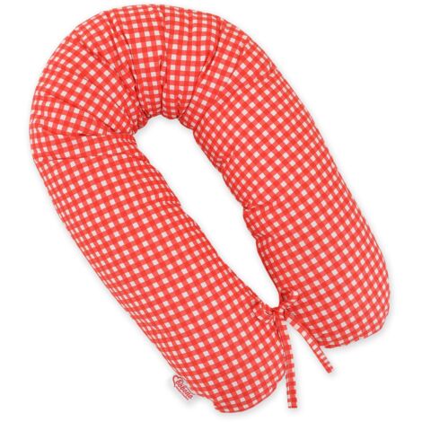 Almohada de embarazo más larga para que las embarazadas duerman + funda de almohada extraíble - patrón de cuadros rojos (1/5)