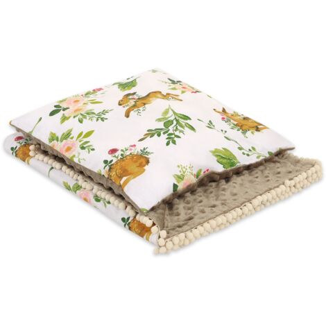 Conjunto: Manta de algodón de doble cara con minky y almohada - En el bosque