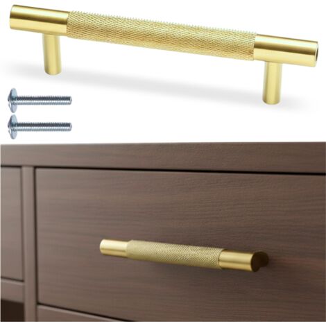 Tirador de mueble dorado, barandilla, cajón largo y elegante, estilo retro cepillado, 128