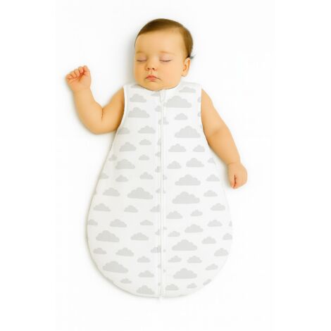 Saco de dormir redondo de algodón para niños talla S 0-6 meses verano TOG 1.0 - nubes grises