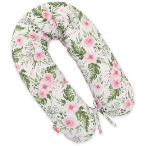 Almohada de embarazo más larga para dormir embarazadas + Funda extraíble - Peonías rosas
