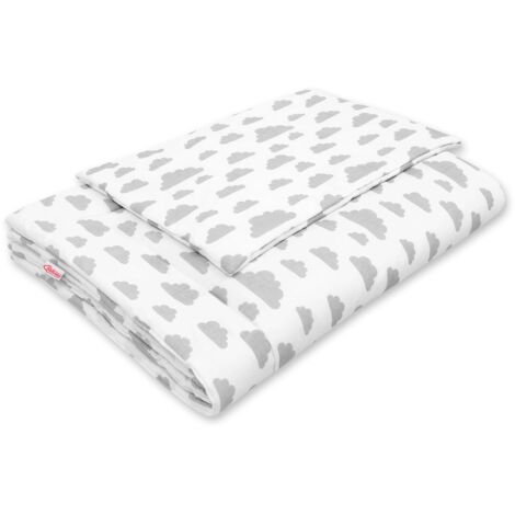 Juego de cama infantil con relleno 135x100 cm - nubes grises