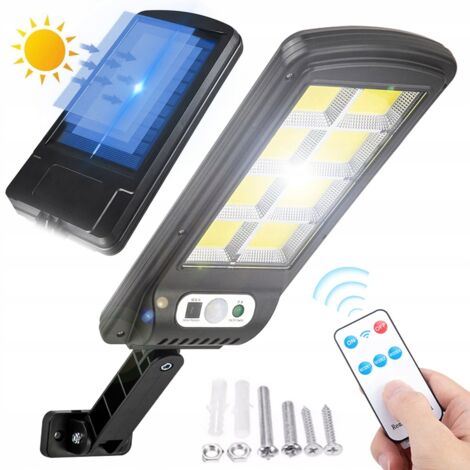 Lámpara solar de jardín con 160 LED COB, sensor de movimiento, 3 modos, control remoto, IP65, halógena. (1/5)