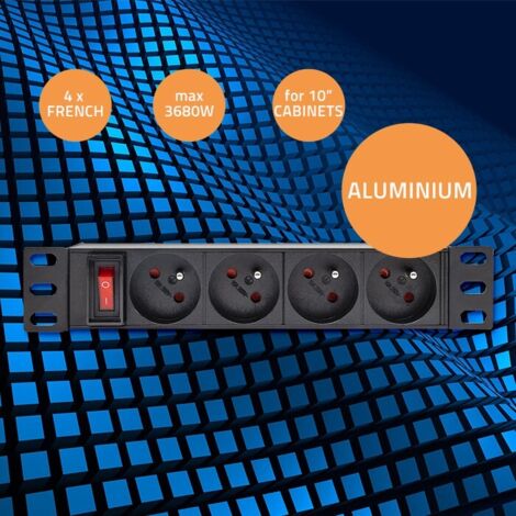 REGLETA BIPOLAR BLANCA DE 6 ENCHUFES CON TOMA A TIERRA Y SALIDA CABLE Lateral 16a 250v