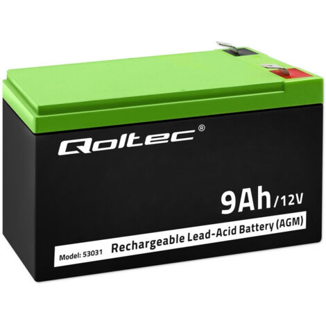 Batería Qoltec AGM 12 V 9 Ah Sin mantenimiento Eficiente Larga vida útil Para UPS y seguridad (1/5)