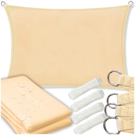 Toldo vela, material con protección solar UV, color beige, para jardín, 3x2 m (1/5)