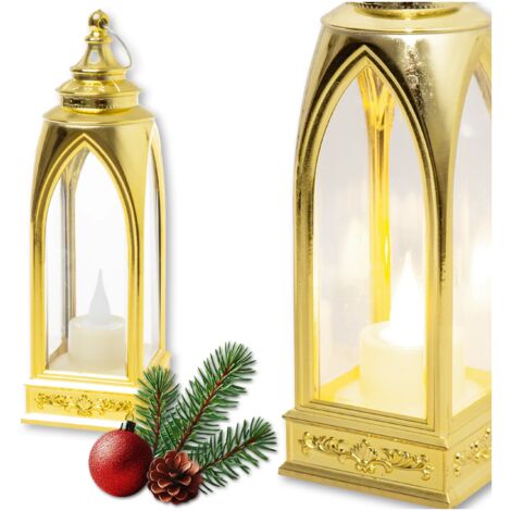Farol LED luminoso para Rorate, farol dorado a pilas de 19 cm - Decoración navideña infantil