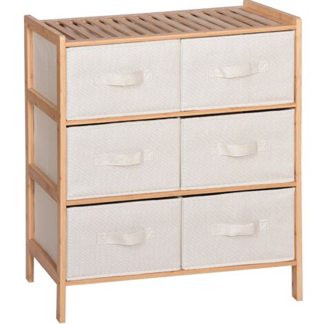 Mueble de baño de bambú con cajones, cómoda de salón, 66x35x79 SRB32 Begryf (1/5)