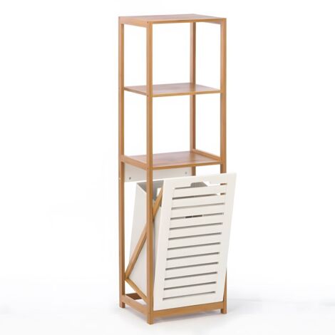 Estante para cesta de ropa de bambú 36x33x130 SRB23 Begryf