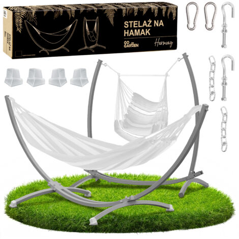 Estructura para hamaca colgante, soporte de jardín, metal, gris, para dos personas, 2 en 1, resistente